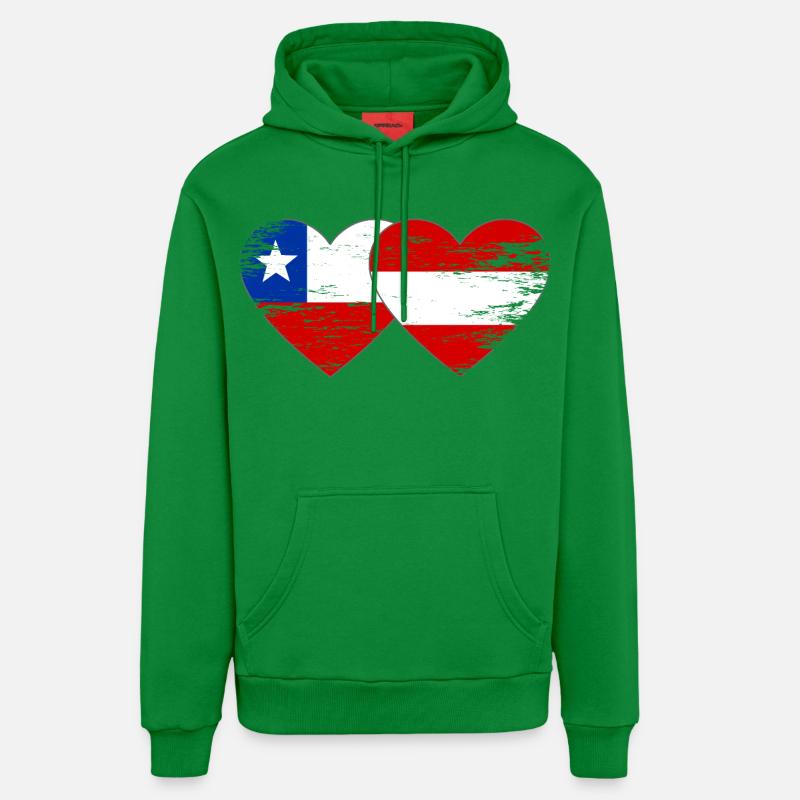 Cœur du drapeau Chili Autrichien - Sweat à capuche bio décontracté fabriqué en UE - City Green