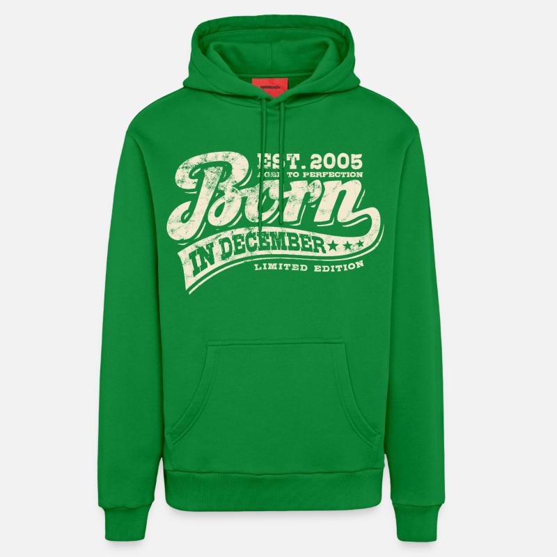 Né en décembre 2005 - Anniversaire - Cadeau - Sweat à capuche bio décontracté fabriqué en UE - City Green