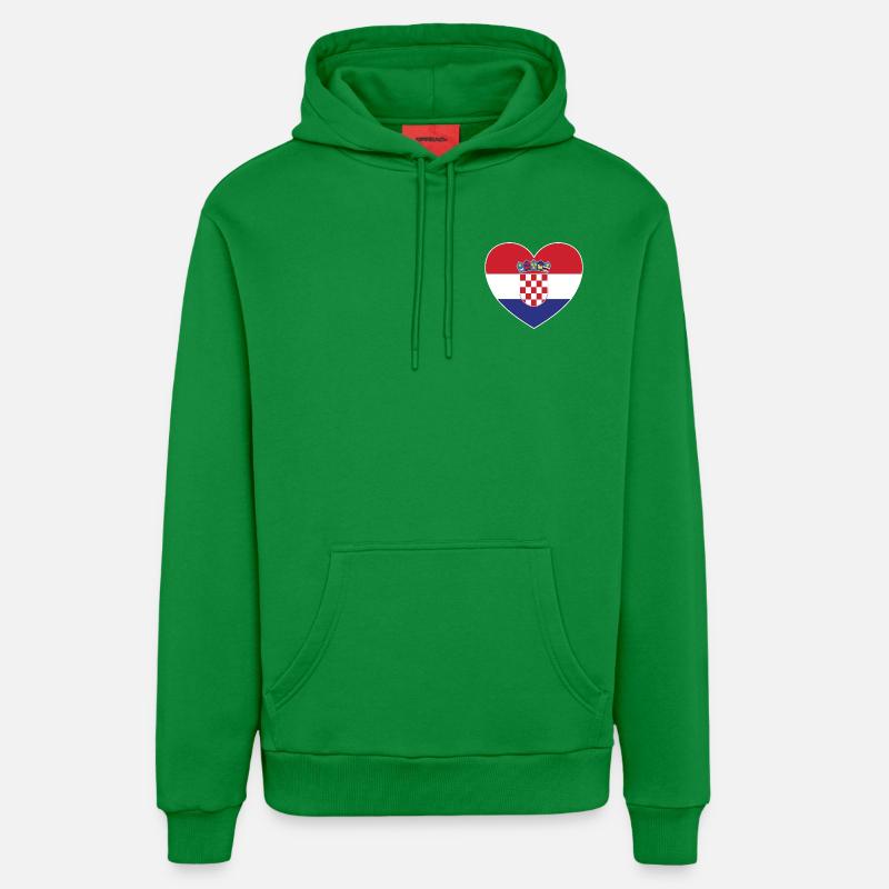 Croatie Drapeau Coeur - Sweat à capuche bio décontracté fabriqué en UE - City Green