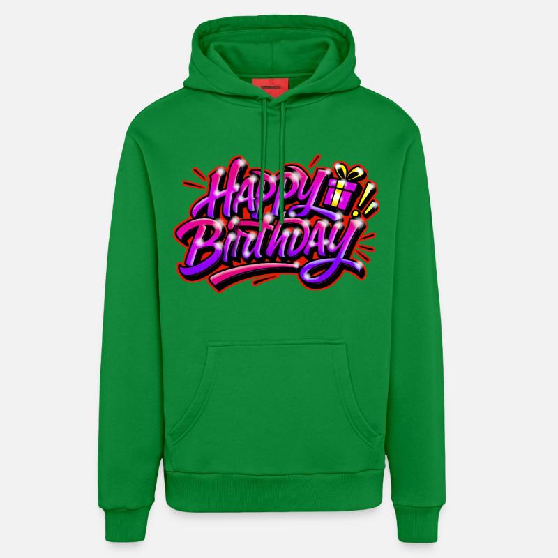 Graffiti  HAPPY BIRTHDAY IMPRIMABLE - Sweat à capuche bio décontracté fabriqué en UE - City Green