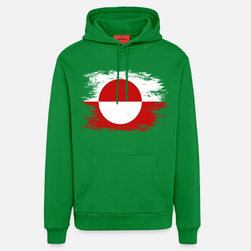 Drapeau du Groenland utilisé - Sweat à capuche bio décontracté fabriqué en UE - City Green