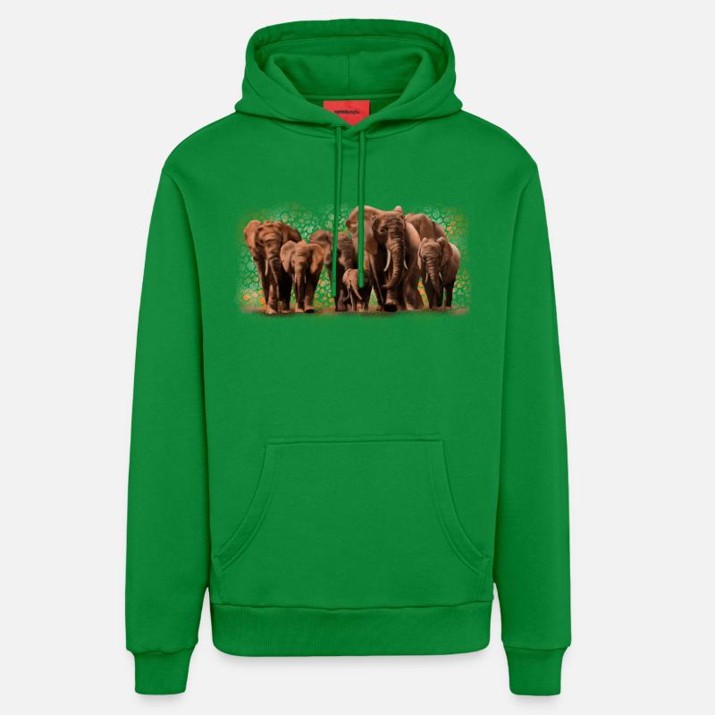 Eléphants - Sweat à capuche bio décontracté fabriqué en UE - City Green