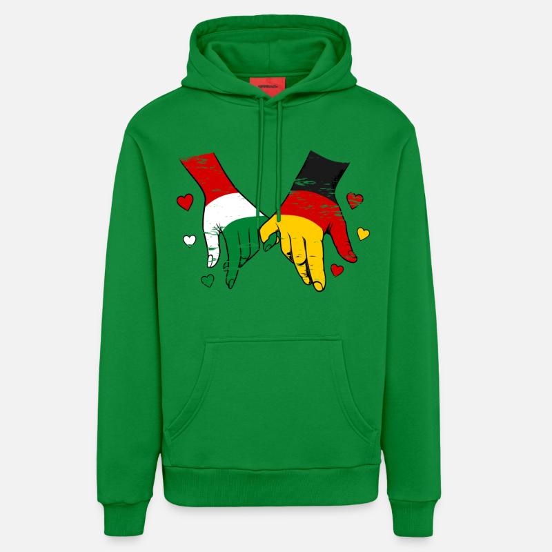 Drapeaux hongrois-allemands utilisés - Sweat à capuche bio décontracté fabriqué en UE - City Green