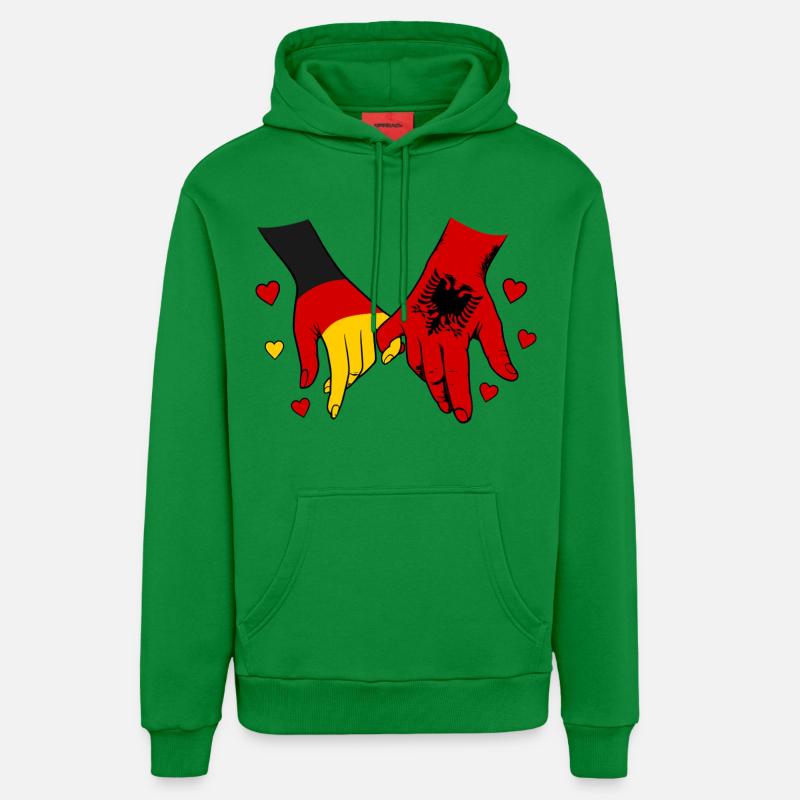 Drapeau Allemagne-Albanie se tenant la main - Sweat à capuche bio décontracté fabriqué en UE - City Green