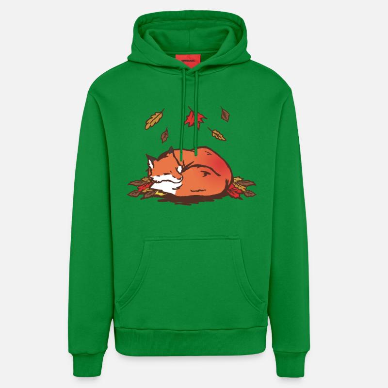 Illustration de renard d’automne tranquille - Sweat à capuche bio décontracté fabriqué en UE - City Green