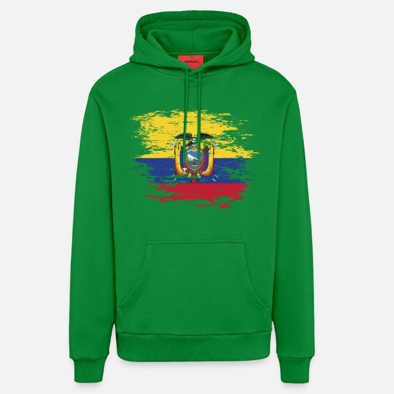 Drapeau de l'Équateur utilisé - Sweat à capuche bio décontracté fabriqué en UE - City Green