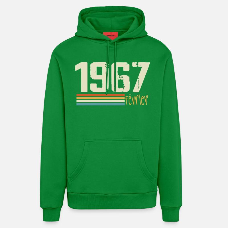 Février 1967 - Février 1967 Anniversaire 1967 - Sweat à capuche bio décontracté fabriqué en UE - City Green