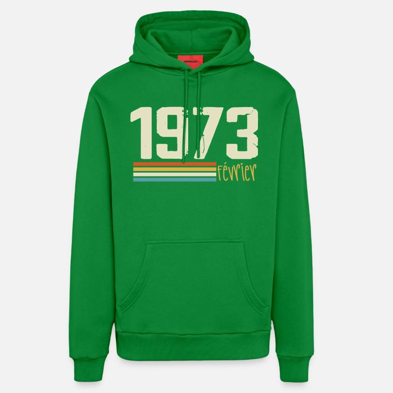 Février 1973 - Février 1973 Anniversaire 1973 - Sweat à capuche bio décontracté fabriqué en UE - City Green