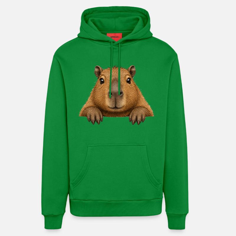 Dessin animé capybara en peluche - Sweat à capuche bio décontracté fabriqué en UE - City Green