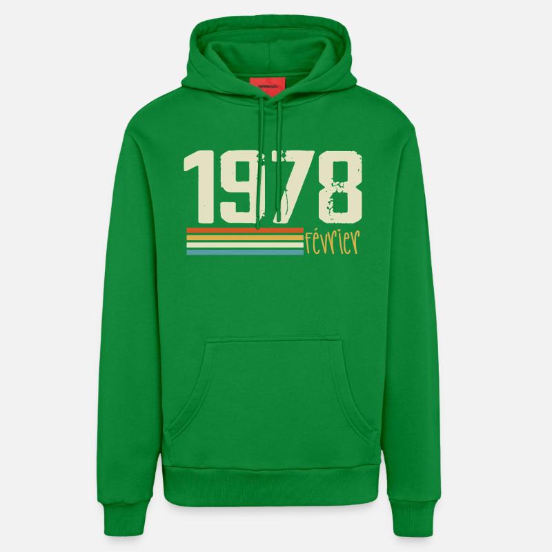 Février 1978 - Février 1978 Anniversaire 1978 - Sweat à capuche bio décontracté fabriqué en UE - City Green