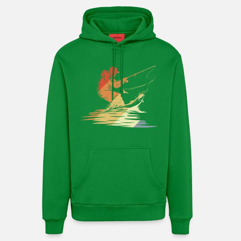 Pêche Graphique Style Rétro - Sweat à capuche bio décontracté fabriqué en UE - City Green