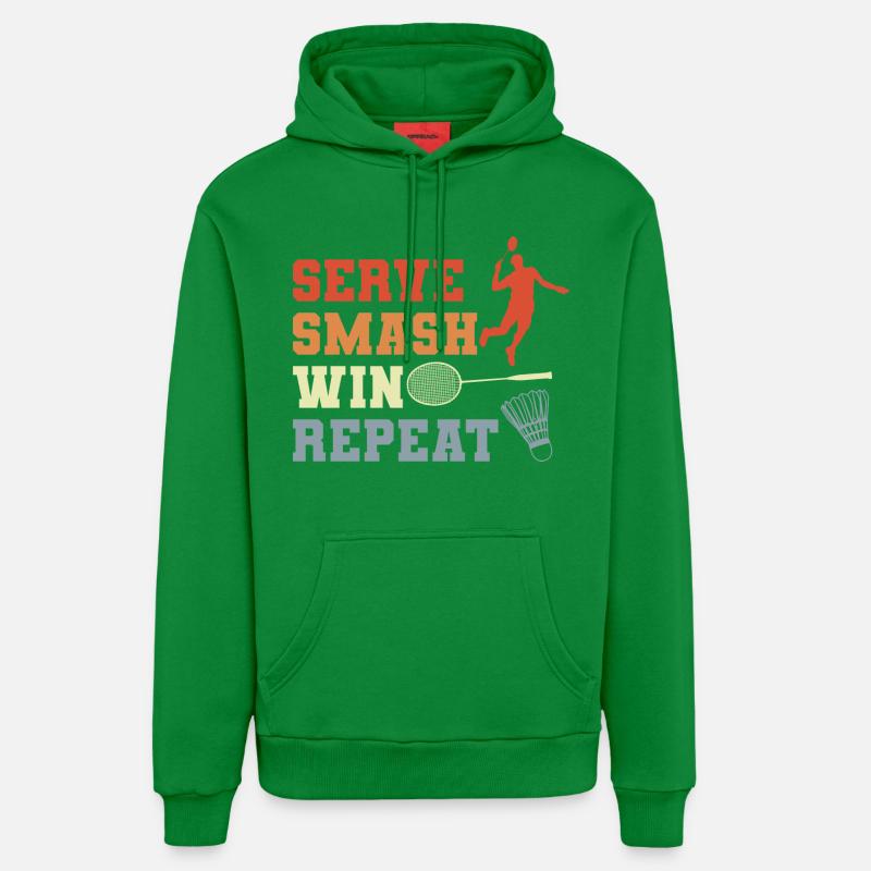 Badminton Routine - Sweat à capuche bio décontracté fabriqué en UE - City Green