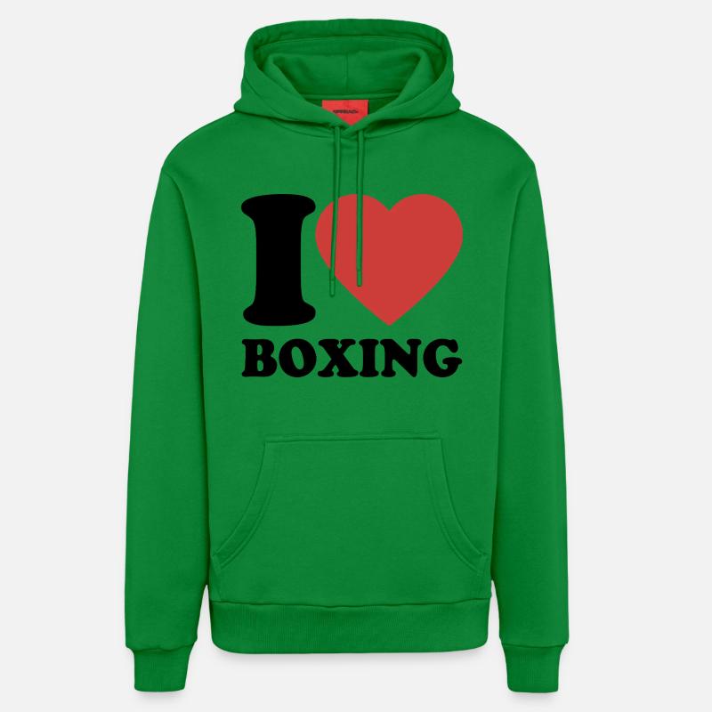 J’aime la boxe - Coeur - Boxe - Sweat à capuche bio décontracté fabriqué en UE - City Green