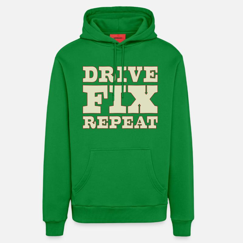 45b_solid_Drive_Fix_Repeat - Sweat à capuche bio décontracté fabriqué en UE - City Green