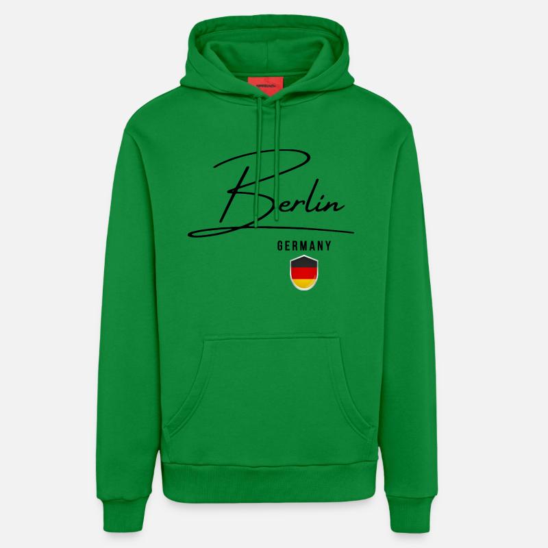 Design élégant Berlin, j’adore Berlin - Sweat à capuche bio décontracté fabriqué en UE - City Green