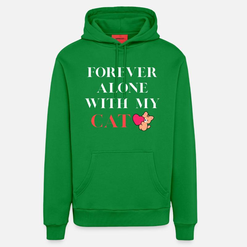 Toujours seul avec mon chat - Sweat à capuche bio décontracté fabriqué en UE - City Green