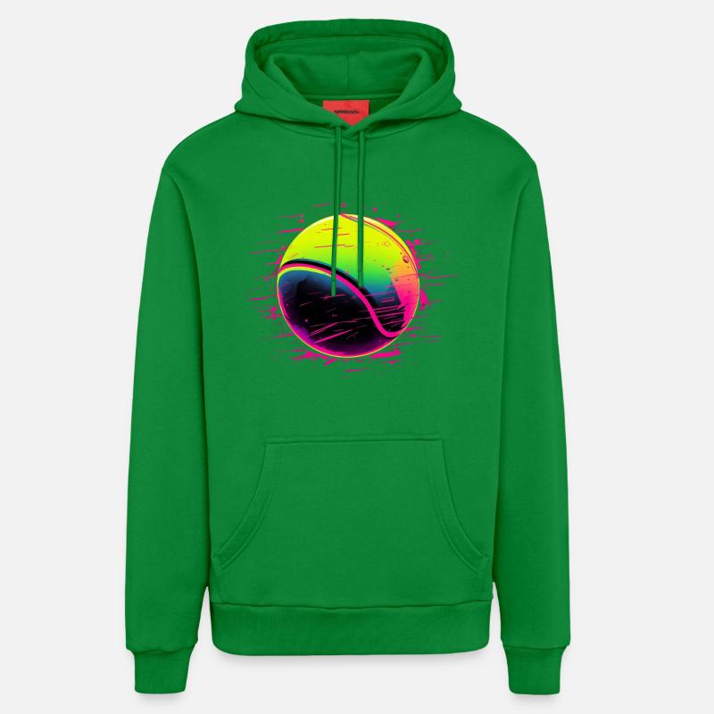 Balle de tennis style synthwave - Sweat à capuche bio décontracté fabriqué en UE - City Green