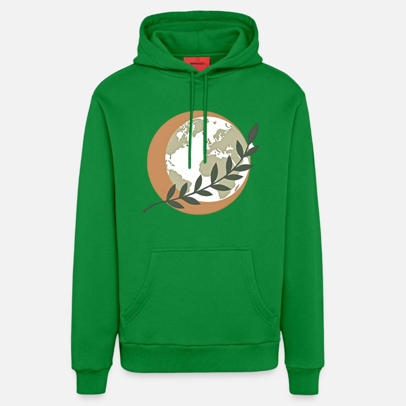 Globe de la Paix Verte - Sweat à capuche bio décontracté fabriqué en UE - City Green