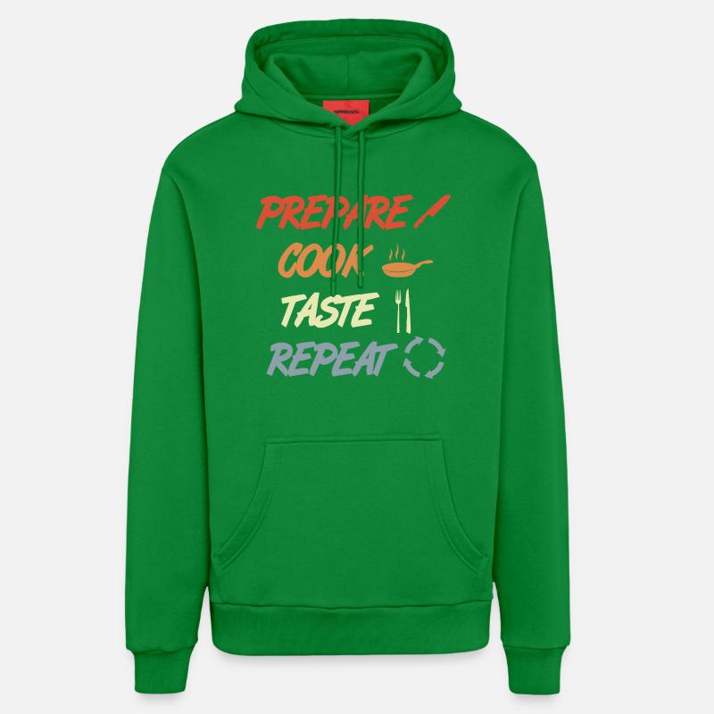 Préparer, Cuisiner, Goûter, Répéter - Sweat à capuche bio décontracté fabriqué en UE - City Green