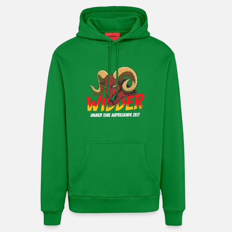 Bélier avec texte de flamme - Sweat à capuche bio décontracté fabriqué en UE - City Green