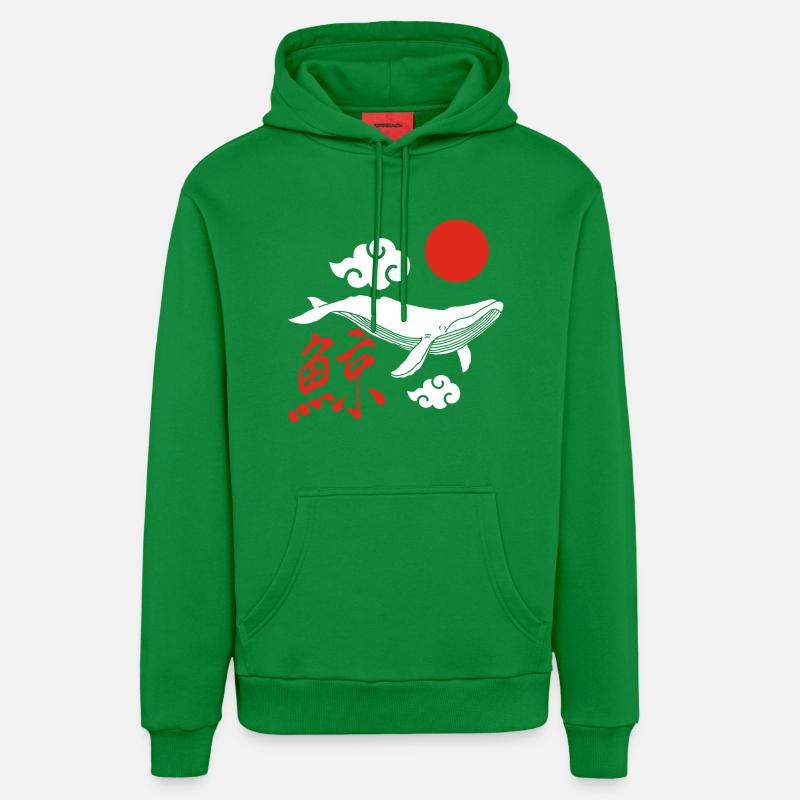 Baleine blanche et soleil rouge - Sweat à capuche bio décontracté fabriqué en UE - City Green
