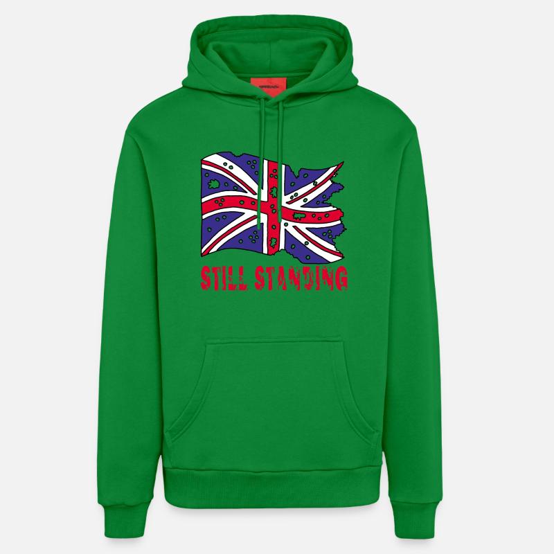 Drapeau anglais déchiré - Sweat à capuche bio décontracté fabriqué en UE - City Green