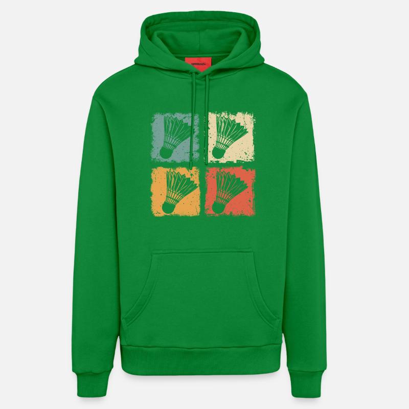 Badminton Shuttlecock Style Rétro - Sweat à capuche bio décontracté fabriqué en UE - City Green