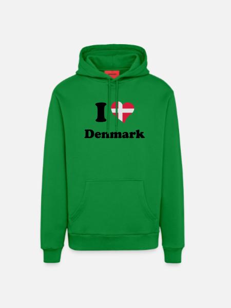 I love Denmark - Organic Relaxed Hoodie Made in EU - City Green