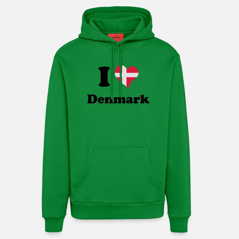 I love Denmark - J'aime le Danemark - Sweat à capuche bio décontracté fabriqué en UE - City Green