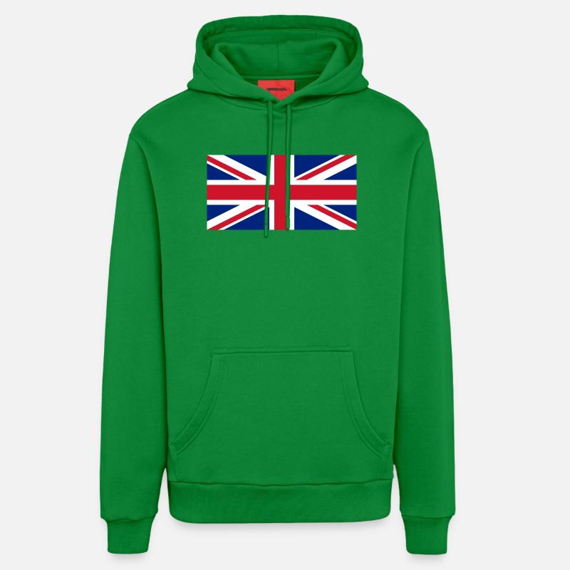 Union Jack - Organic Relaxed Hoodie Made in EU - City Green