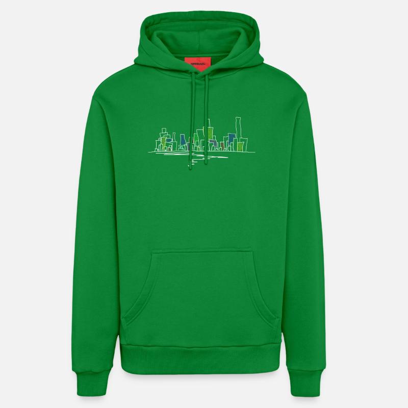 skyline - Sweat à capuche bio décontracté fabriqué en UE - City Green