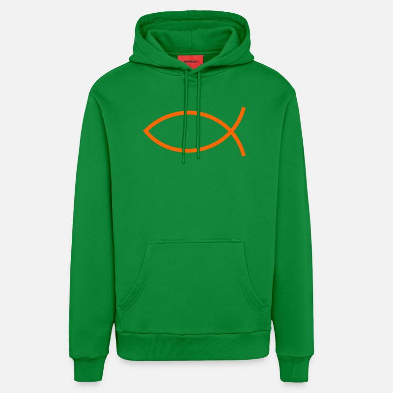 Jésus poisson Ichthys poisson poisson poisson - Sweat à capuche bio décontracté fabriqué en UE - City Green