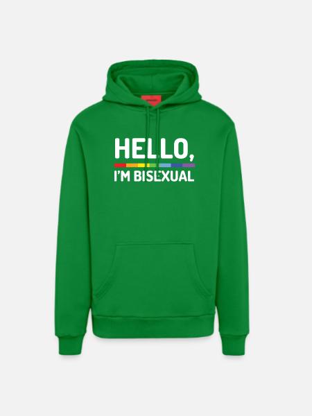 Hello, I’m Bisexual - Organic Relaxed Hoodie Made in EU - City Green