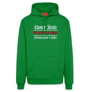 Hamburg , Tradition , Stolz und Ehre Hamburg (25) - Organic Relaxed Hoodie Made in EU - City Green - Vorne