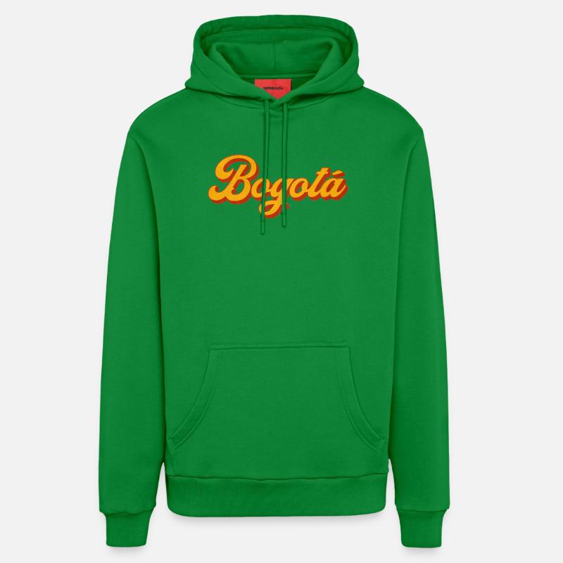 Bogotá Script in Warm Orange - Organic Relaxed Hoodie Made in EU - City Green