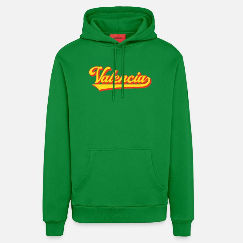 Valencia Script Logo - Organic Relaxed Hoodie Made in EU - City Green
