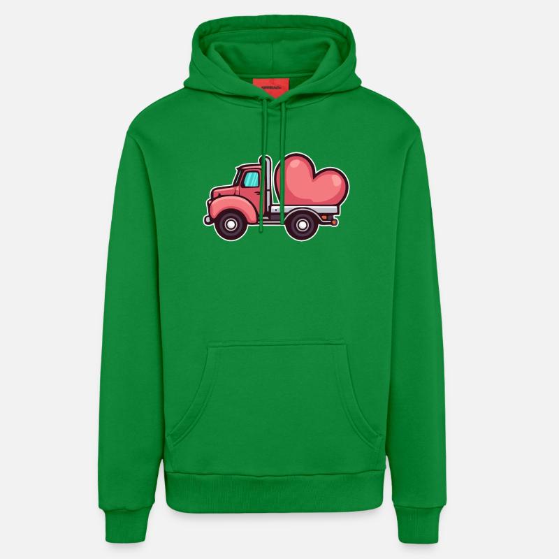 Camion avec coeur Saint-Valentin - Sweat à capuche bio décontracté fabriqué en UE - City Green