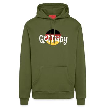 Deutschland Deutsche Flagge - Organic Relaxed Hoodie Made in EU - MOSS GREEN - Vorne