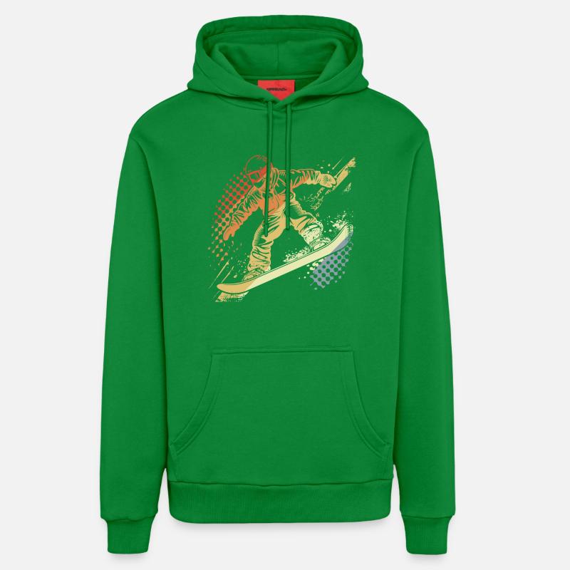 Snowboarder Graphique Rétro - Sweat à capuche bio décontracté fabriqué en UE - City Green