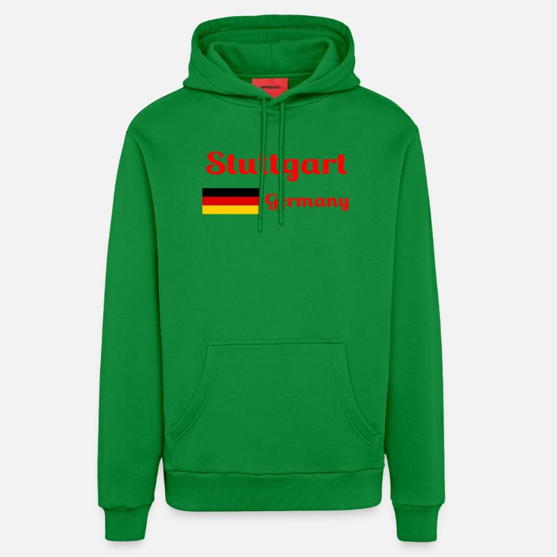 Stuttgart Allemagne - Imprimés élégants - Sweat à capuche bio décontracté fabriqué en UE - City Green