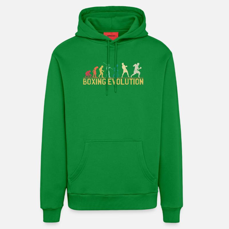 Boxing Evolution Progression Design - Organic Relaxed Hoodie Made in EU - City Green