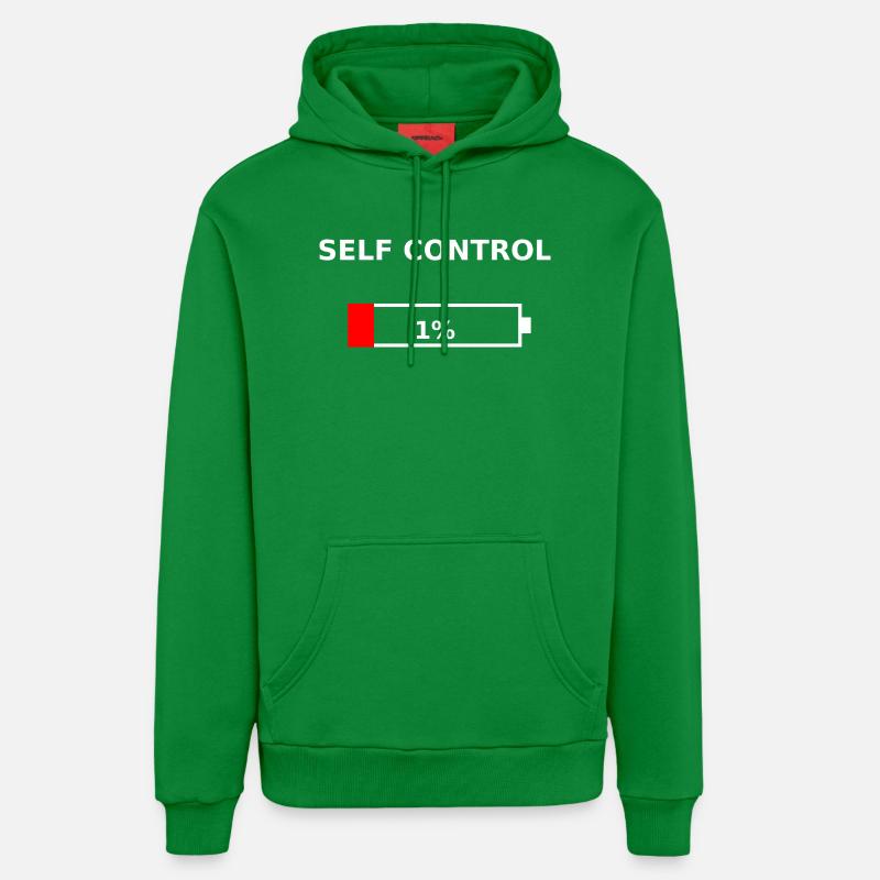 SELF CONTROL - 1 % Batterie faible - Sweat à capuche bio décontracté fabriqué en UE - City Green
