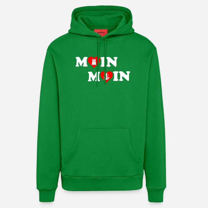Moin Moin Heart pour Hambourg - Sweat à capuche bio décontracté fabriqué en UE - City Green