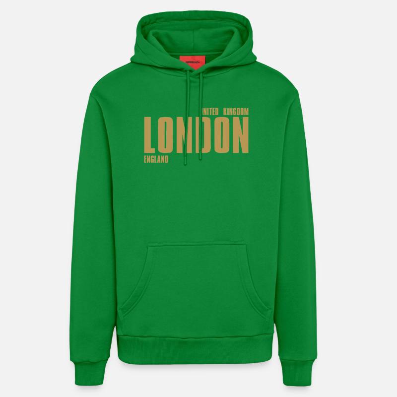 Lettrage en or de Londres - Sweat à capuche bio décontracté fabriqué en UE - City Green