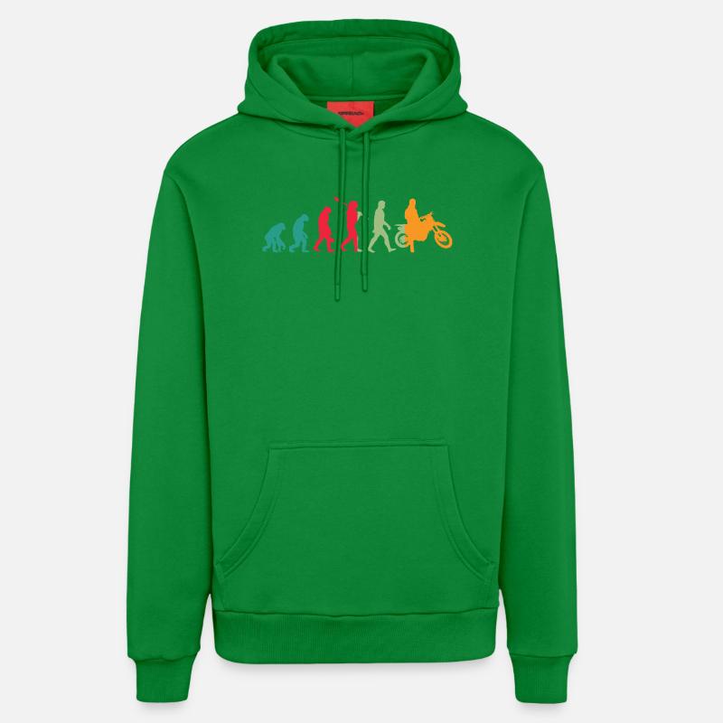 Cross Motorrad Sprung – Evolution - Organic Relaxed Hoodie Made in EU - City Green