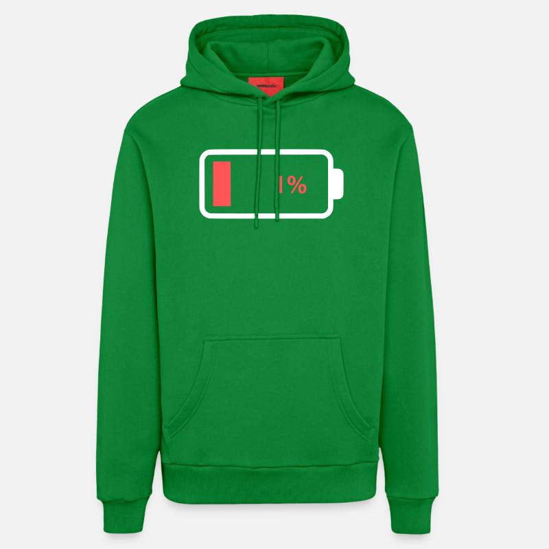 Icône de batterie vide à 1 % - Sweat à capuche bio décontracté fabriqué en UE - City Green
