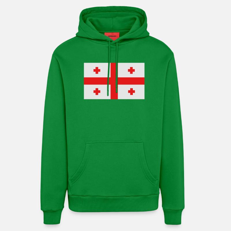 Drapeau géorgien - Sweat à capuche bio décontracté fabriqué en UE - City Green
