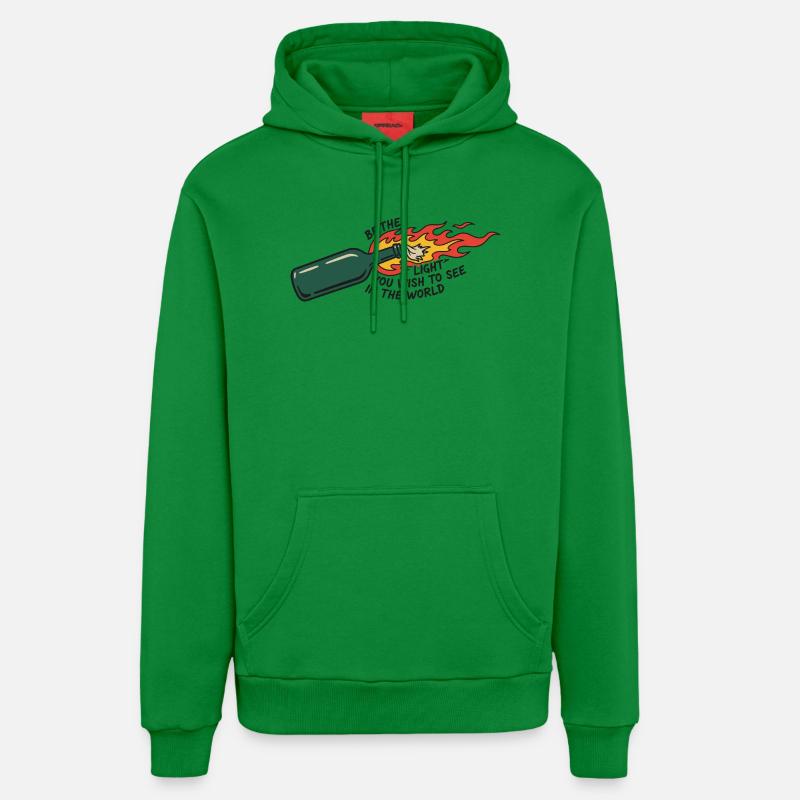 Flammende Flasche sei das Licht - Organic Relaxed Hoodie Made in EU - City Green