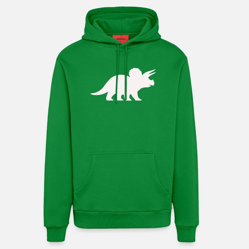 Triceratops Silhouette – Minimal Dino - Organic Relaxed Hoodie Made in EU - City Green