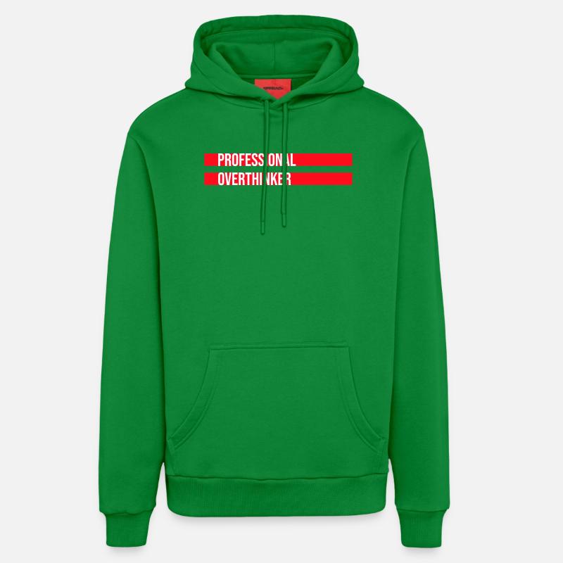 Professional Overthinker Funny Brooding Anxiety Logo - Organic Relaxed Hoodie Made in EU - City Green